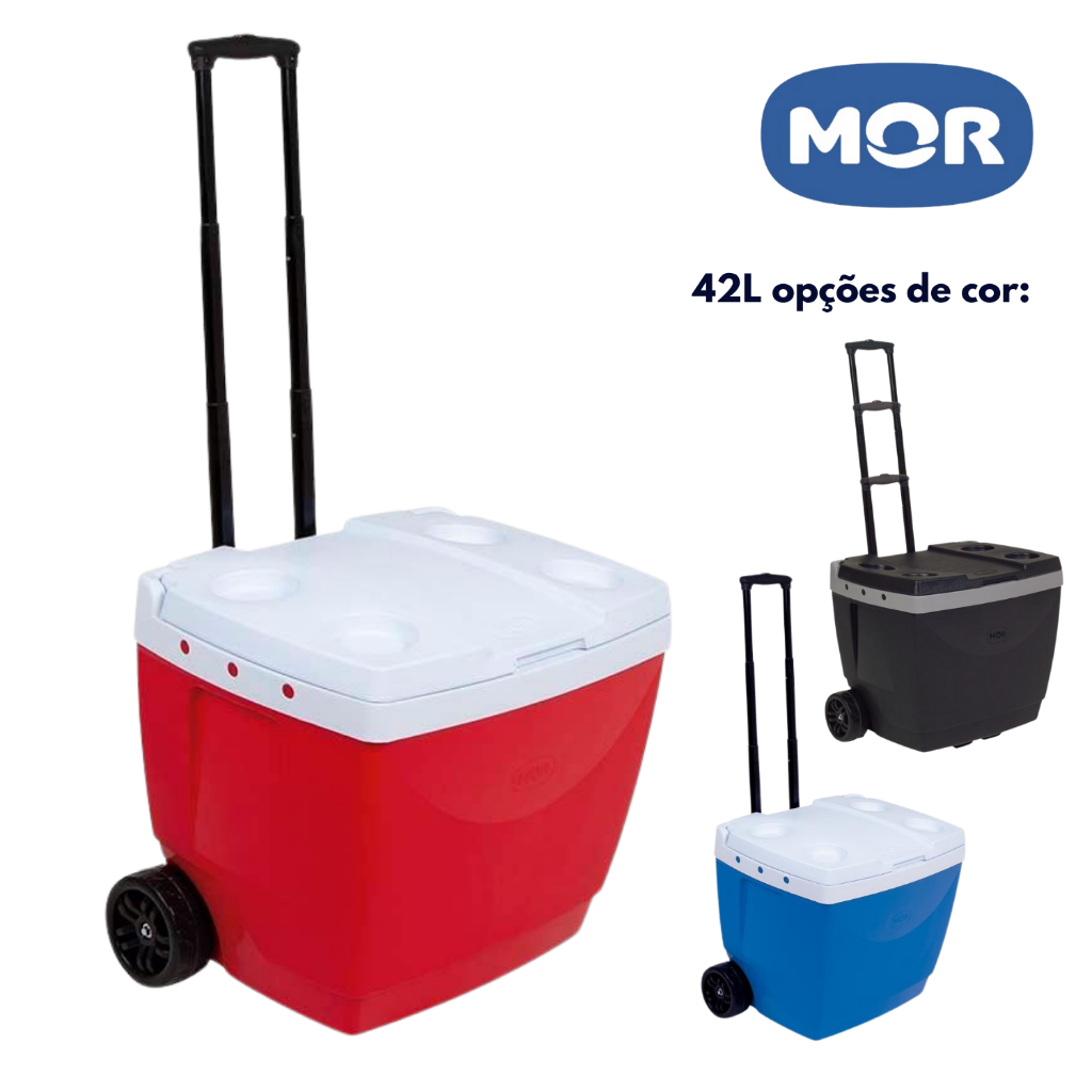 Caixa Térmica 42L Cores Com Rodinha Cooler Bebidas Mor em Oferta na Shopee