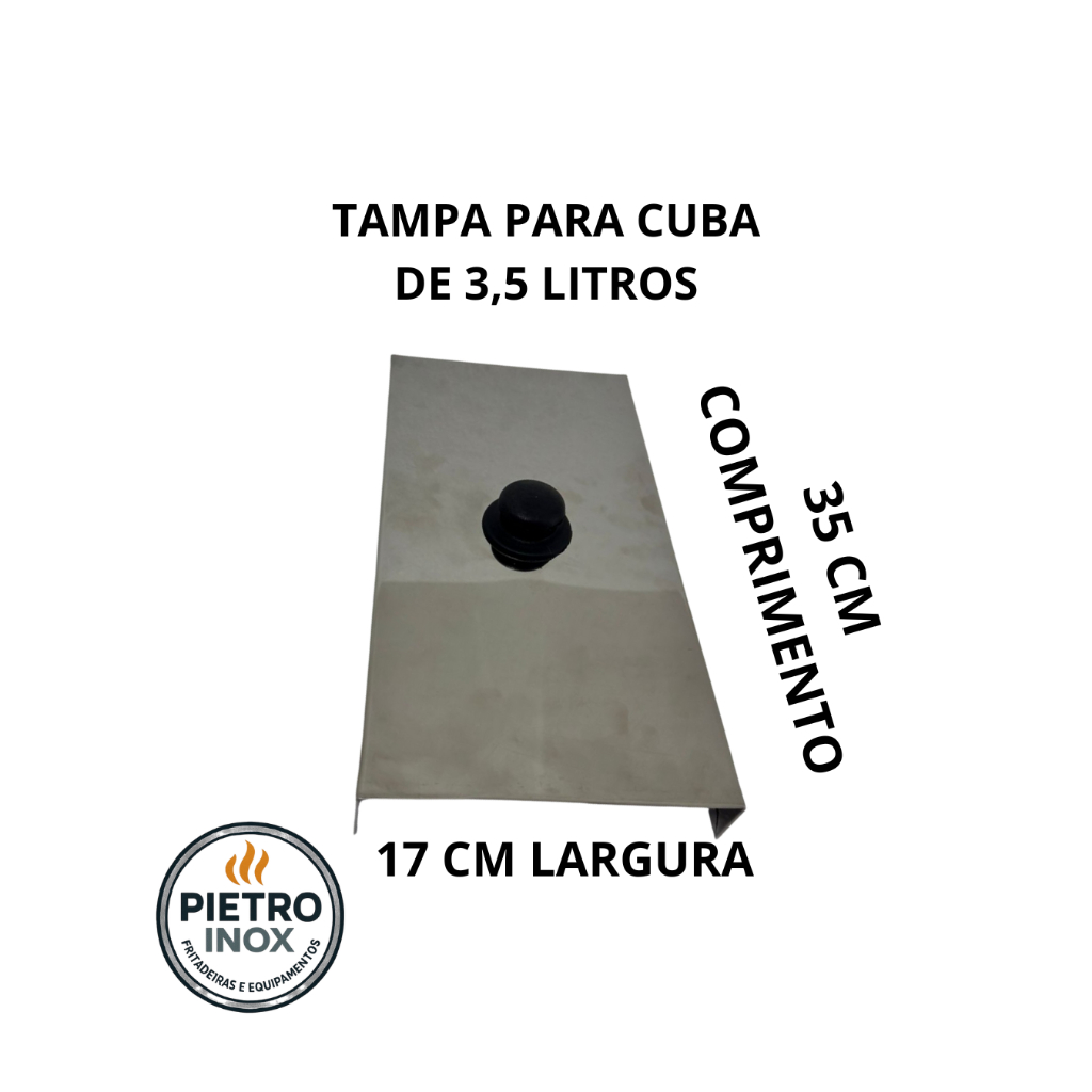 TAMPA ANTI-RESPINGO PARA FRITADEIRAS ELÉTRICAS 5 LITROS E 3,5 LITROS, EM AÇO INOXIDÁVEL.