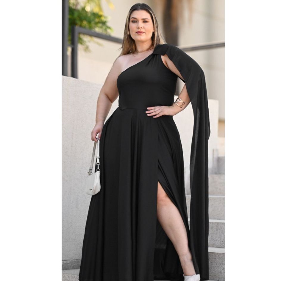 Vestido Plus Size Festa  Capa Longo Festa Madrinha Convidada Evento em Oferta na Shopee