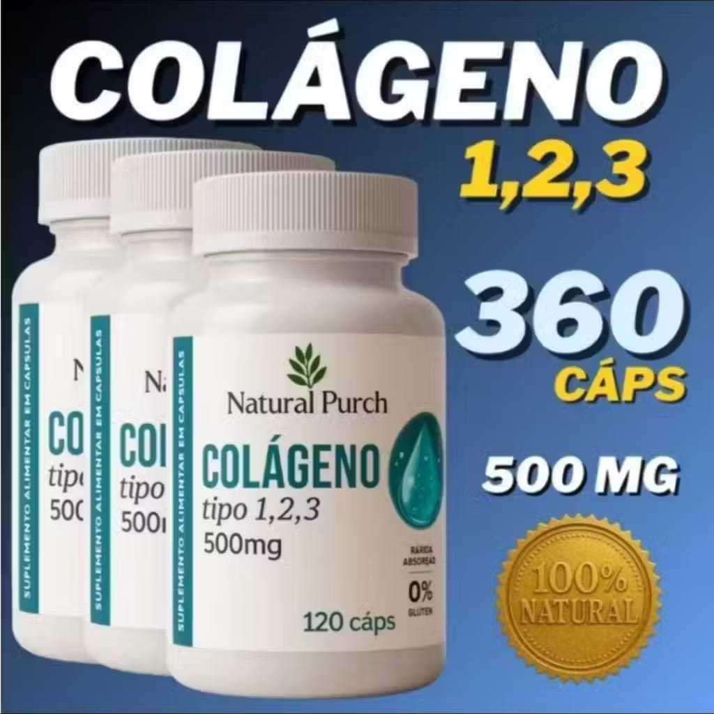 Colágeno Tipo 1,2,3 500mg com 120 Cápsulas ORIGINAL