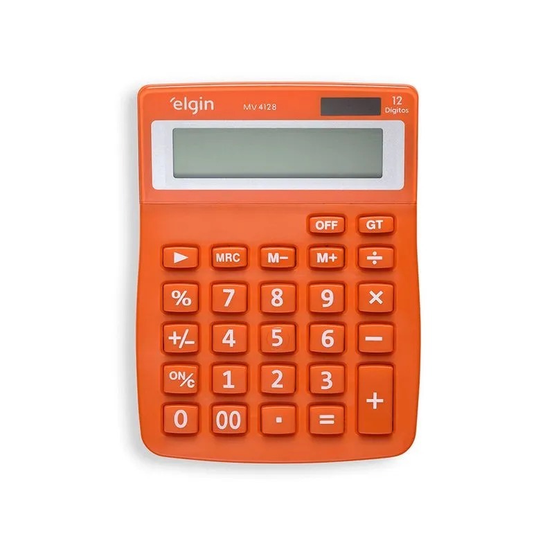 Calculadora De Mesa Escritório 12 Dígitos Solar MV 4128 Laranja Elgin
