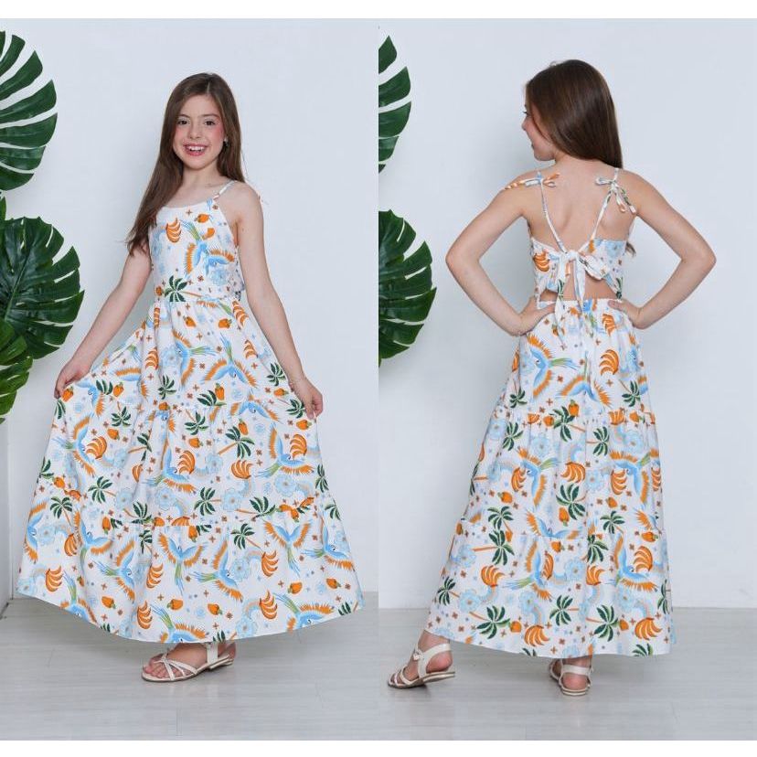 Vestido Estampado Juvenil Menina Infantil longo Alcinha regata Farm