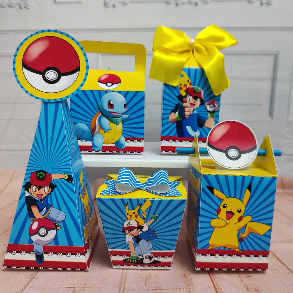 Kit Festa Personalizado Pegue e Monte  Pokémon – Caixinhas para Lembrancinhas de Festa Infantil
