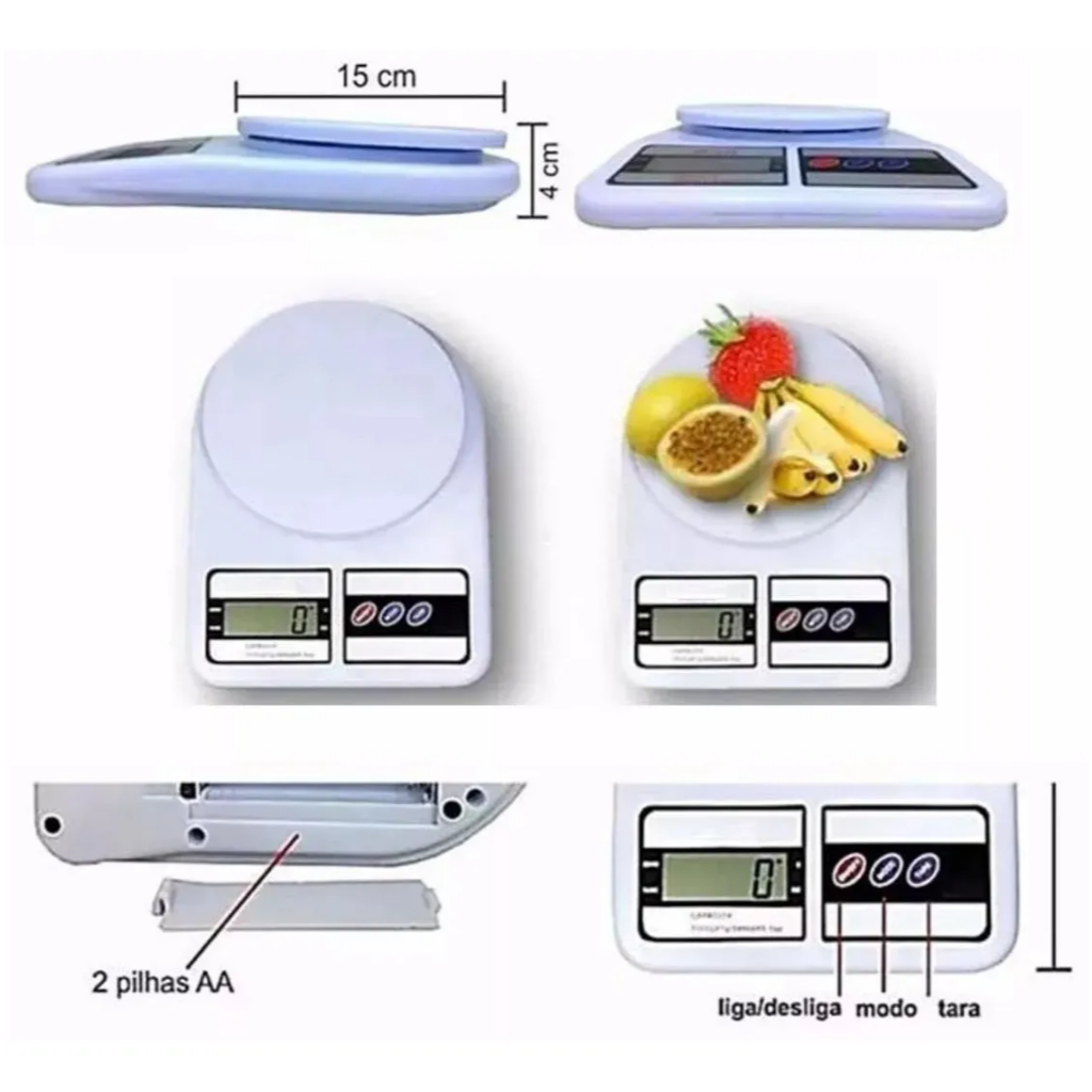 Kit 2 Balanças Digitais Portáteis Alta Precisão Cozinha Fit Perfeitas P/ Dietas E Controle Nutricional