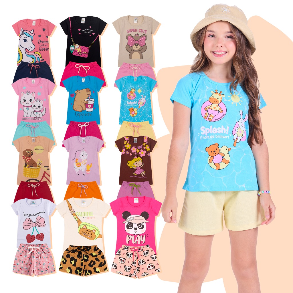 Kit Sortido 2, 6 10 Peças de Roupas Infantil Menina Conjunto Verão Conjunto Infantil Feminino Tamanho 1 ao 10 em Oferta na Shopee