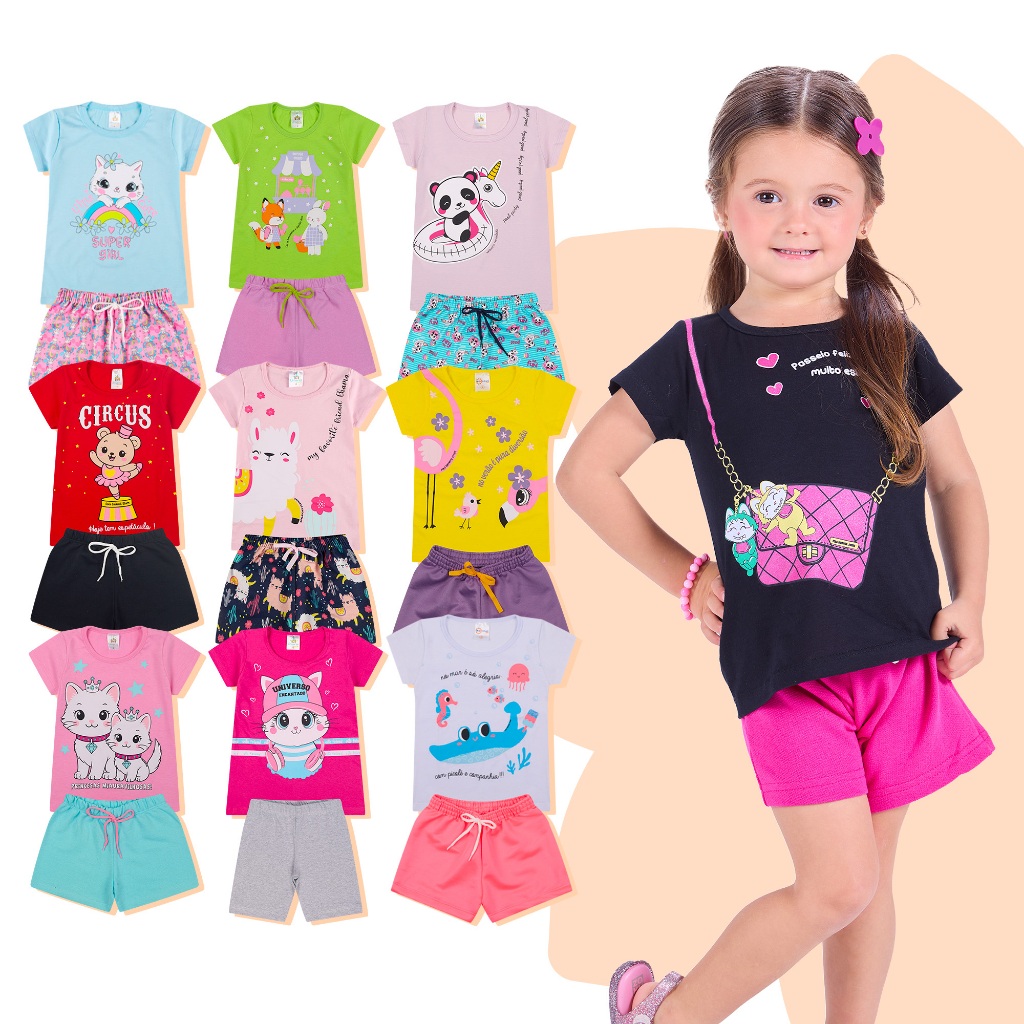 Kit Sortido 4, 10 ou 16 Peças de Roupas Bebe Menina Conjunto Verão Infantil Infantil Menina Tamanho 1 ao 10 em Oferta na Shopee