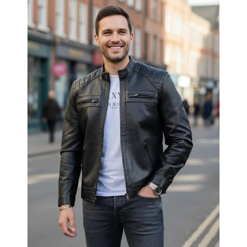 Jaqueta casaco esportivo couro legitimo masculino