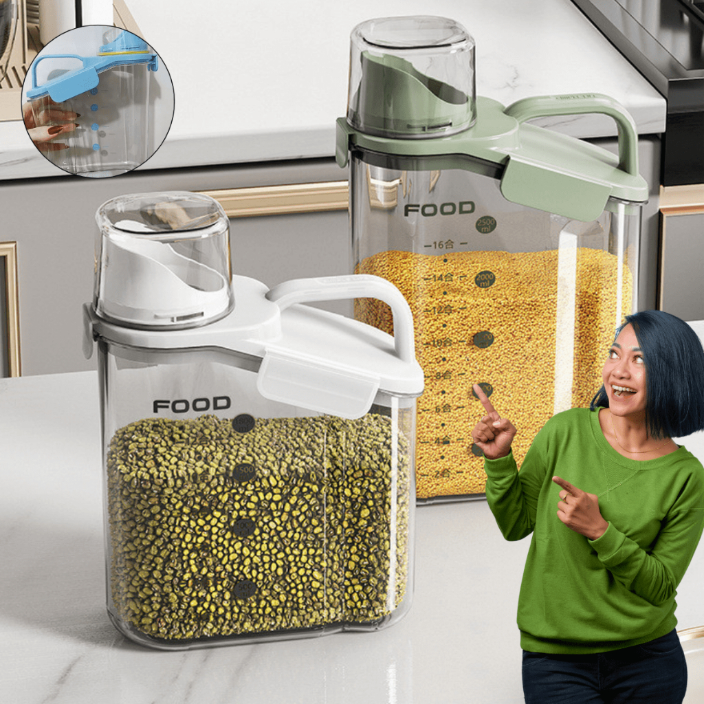 Pote Hermético De Acrílico Com Bico Tampa Dosadora Organizador Alimento Arroz Grãos Multiuso Limpeza 2.800ML