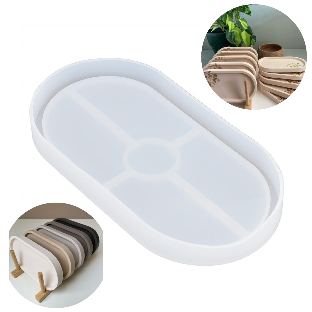 Molde de Silicone Bandeja Oval para Resina Gesso Cimento Decoração Forma Silicone Grande Médio em Oferta na Shopee