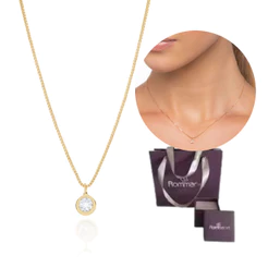 Colar Ponto De Luz Rommanel Banhado A Ouro 18k Com Zircônia 532005