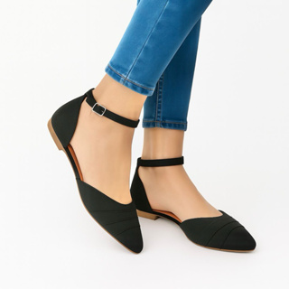 sapatilha preta bico fino Salomé aberta sapato aberto feminino  tamanho especial 33 ao 43 em Oferta na Shopee