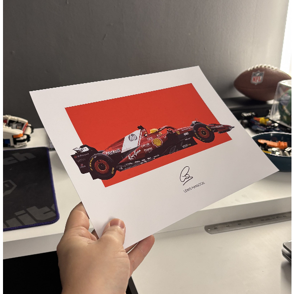 Poster A4 Lewis Hamilton Ferrari F1 - Ideal para Quadro Decorativo Formula 1 Carro