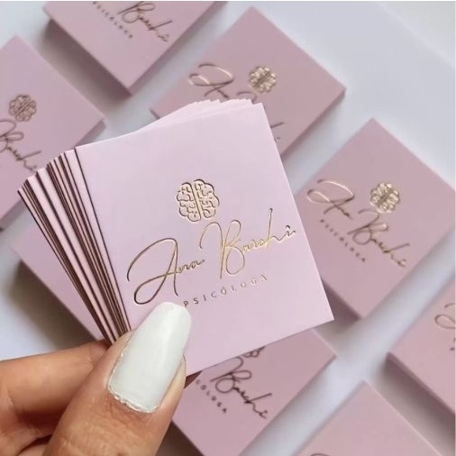 Até 1000 Mini cartões Hot stamping Dourado ou Prata