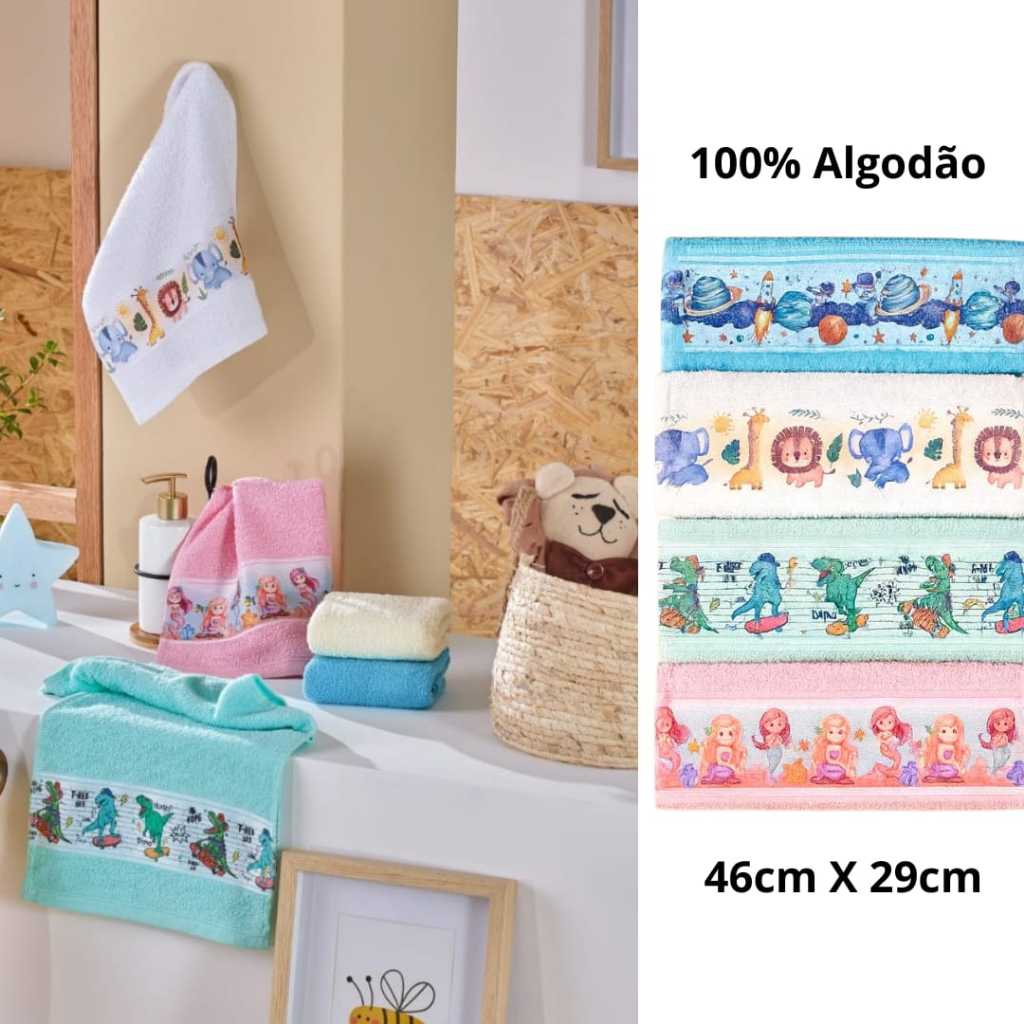 Kit Toalhinha Infantil Estampada Escola Creche Menino Menina 46cm x 29cm em Oferta na Shopee