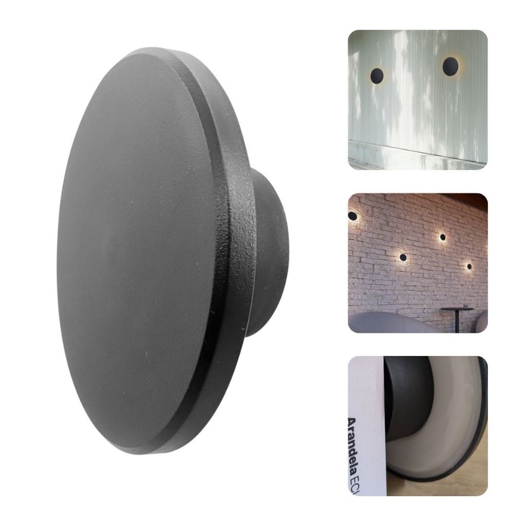 Luminária Arandela Parede Led Eclipse Preta 3000K Quente 12W Pix Bivolt Redondo Círculo Uso Interno Externo Iluminação