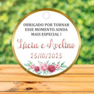 TAG PERSONALIZADA PARA LEMBRANCINHA DE ANVERSÁRIO, CASAMENTO OU NOIVADO em Oferta na Shopee