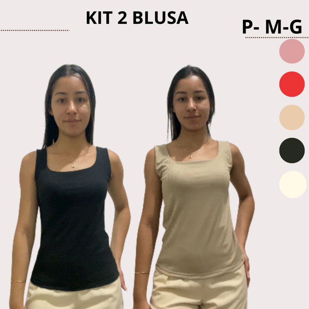 kit 2 blusa canelada decote quadrado blusa feminina blusa tendência blusa de regata blusa dia dia blusa casual
