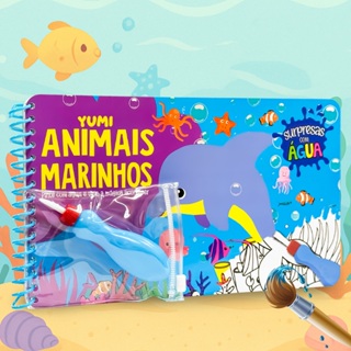 Livro Infantil Desenhos Animais Marinhos Pinta Com Água Capa Dura Agua book Aquabook em Oferta na Shopee