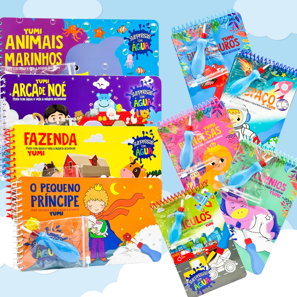 Coleção Agua book / Aquabook com Pincel Para Colorir Com Agua Livro Infantil em Oferta na Shopee