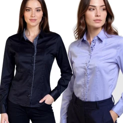 Kit Camisas Femininas Manga Longa Camisa Social Feminina