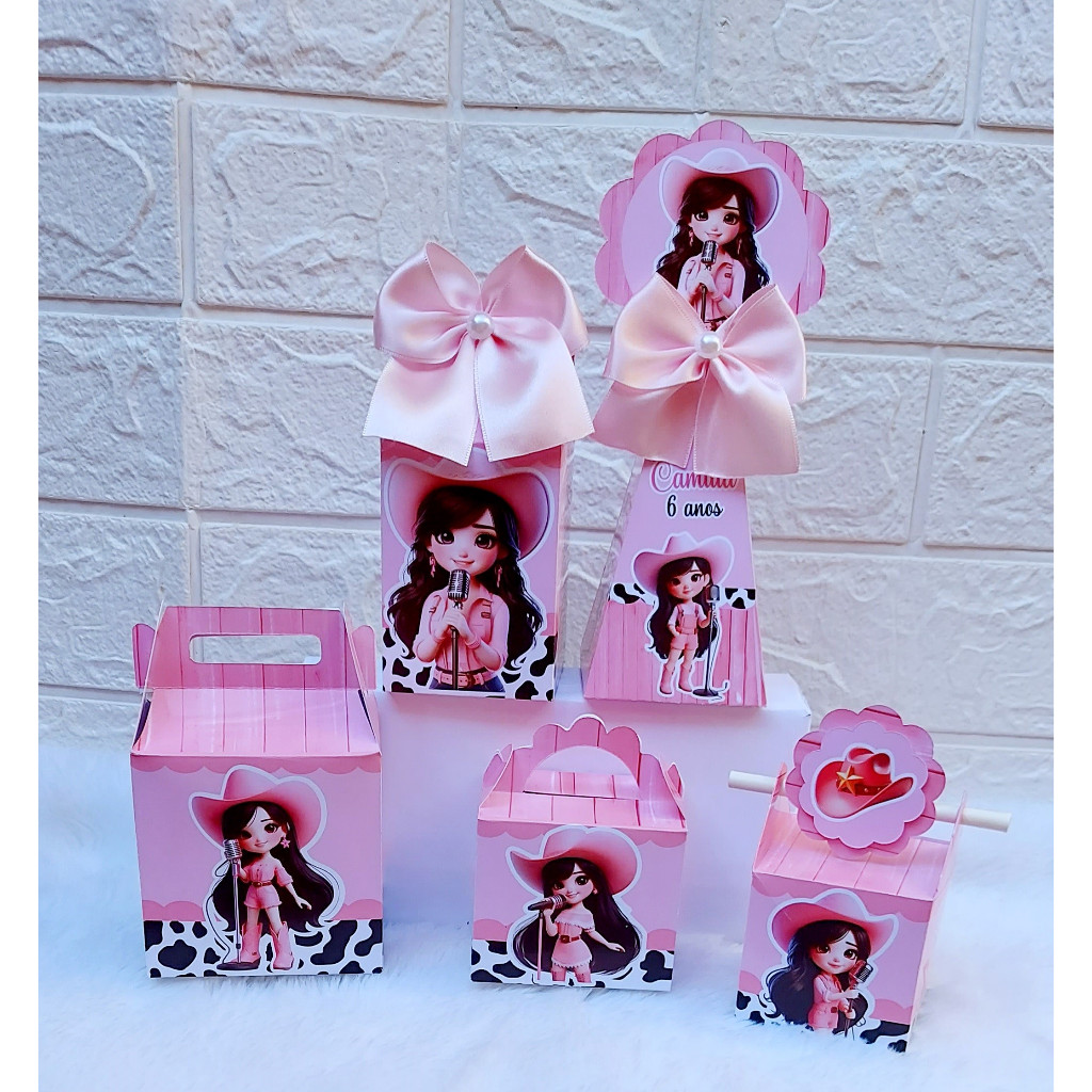 KIT FESTA PERSONALIZADA BOIADEIRA | Lembrancinhas Caixinhas para Festa de Aniversário Caixinha Decorada (PEGUE E MONTE)
