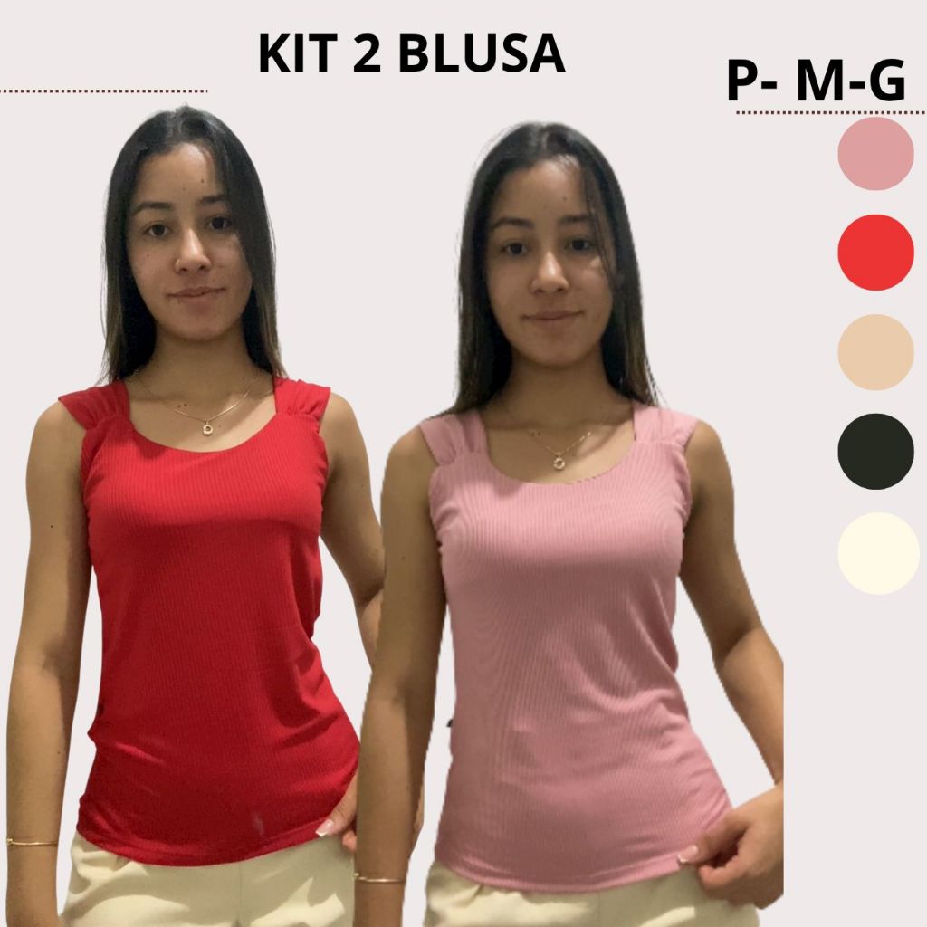 kit 2 blusa canelada blusa de alça blusa verão blusa dia dia blusa casual blusa feminina