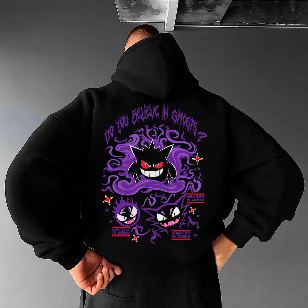 Blusa Moletom Canguru Gengar gastly pokemon fantasma Feminino Masculino Flanelado Inverno Algodao Unissex