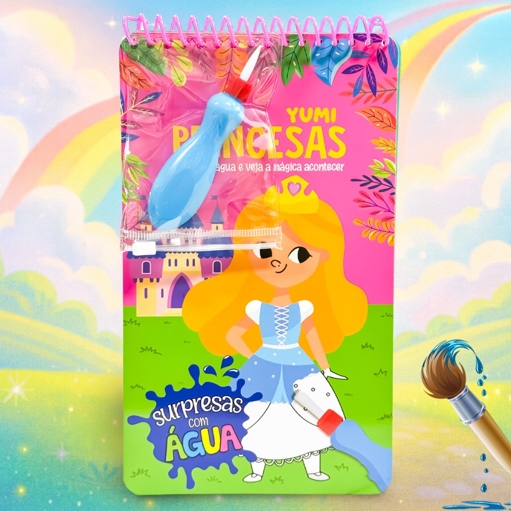 Livro Rosa Infantil Desenhos Para Menina Princesas Pinta Com Água Capa Dura Agua book Aquabook em Oferta na Shopee