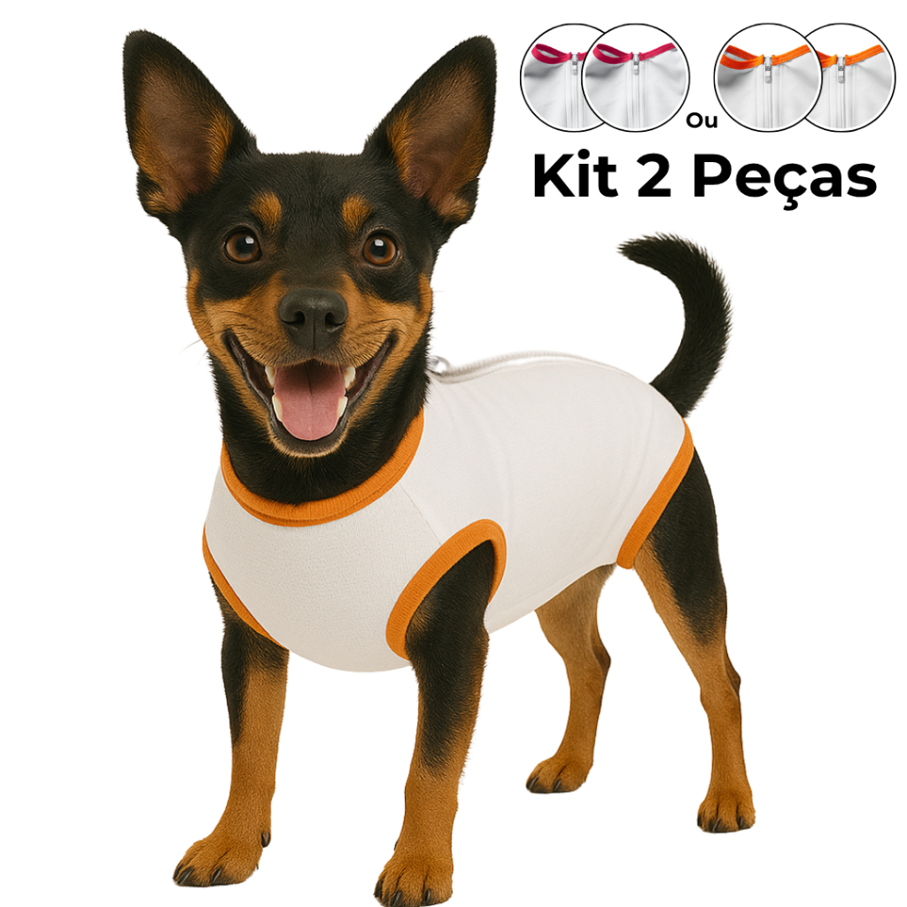 Kit 2 Roupas Pós Cirúrgica Pet - Macacão Protetor para Cachorro e Gato Castração Cirurgia Macho e Fêmea