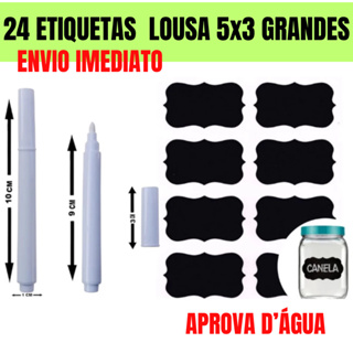Kit Etiquetas Adesivas Temperos em Vinil 24 Unidades Preta 5x3 cm + Caneta Branca de Giz Líquido em Oferta na Shopee