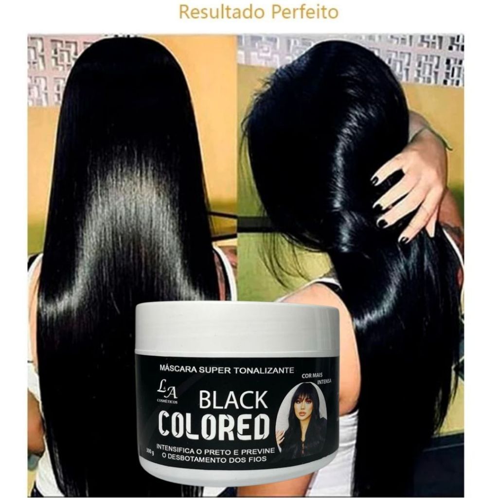 Máscara Tonalizante Preto Brilhante Colored 300g Sem Amônia L&A Cosméticos 100% Natural em Oferta na Shopee