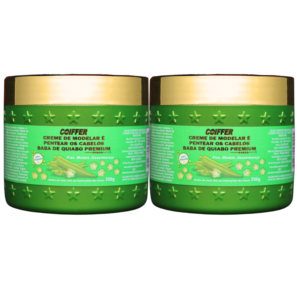 Kit 2x Creme de Modelar e Pentear Baba de Quiabo Premium Coiffer 350g