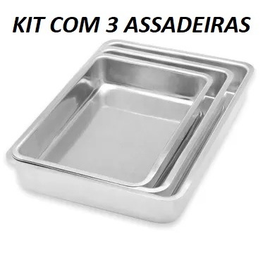 Kit com 3 Assadeiras Formas Para Bolo Retangular Alumínio n1 ao 3 em Oferta na Shopee