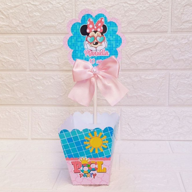 Minnie Pool Party Centro de Mesa Personalizados | Aniversário | Festa Infantil | Lembrancinhas Personalizadas | Festa