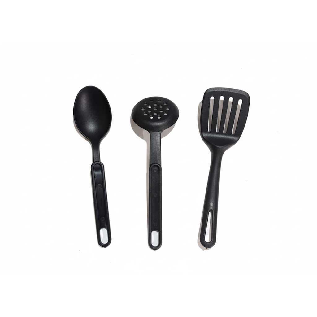 Kit Cozinha Premium de Colher Escumadeira Espatula 3 Pçs Em Nylon Resistente Não Risca Utensílios Em Teflon