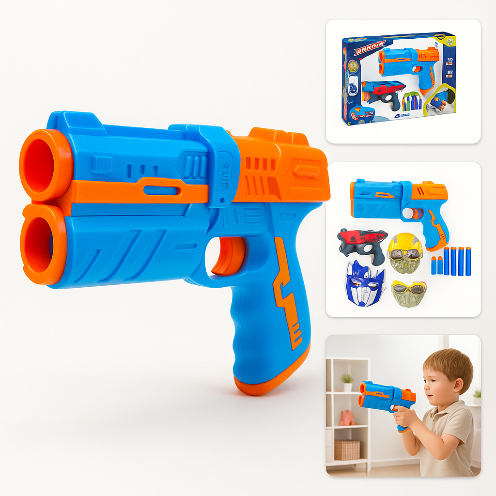 Brinquedo Arminha Dardos Infantil Espuma  Máscara Herói Kit 8 Peças X-force Transformers Tipo Nerfs