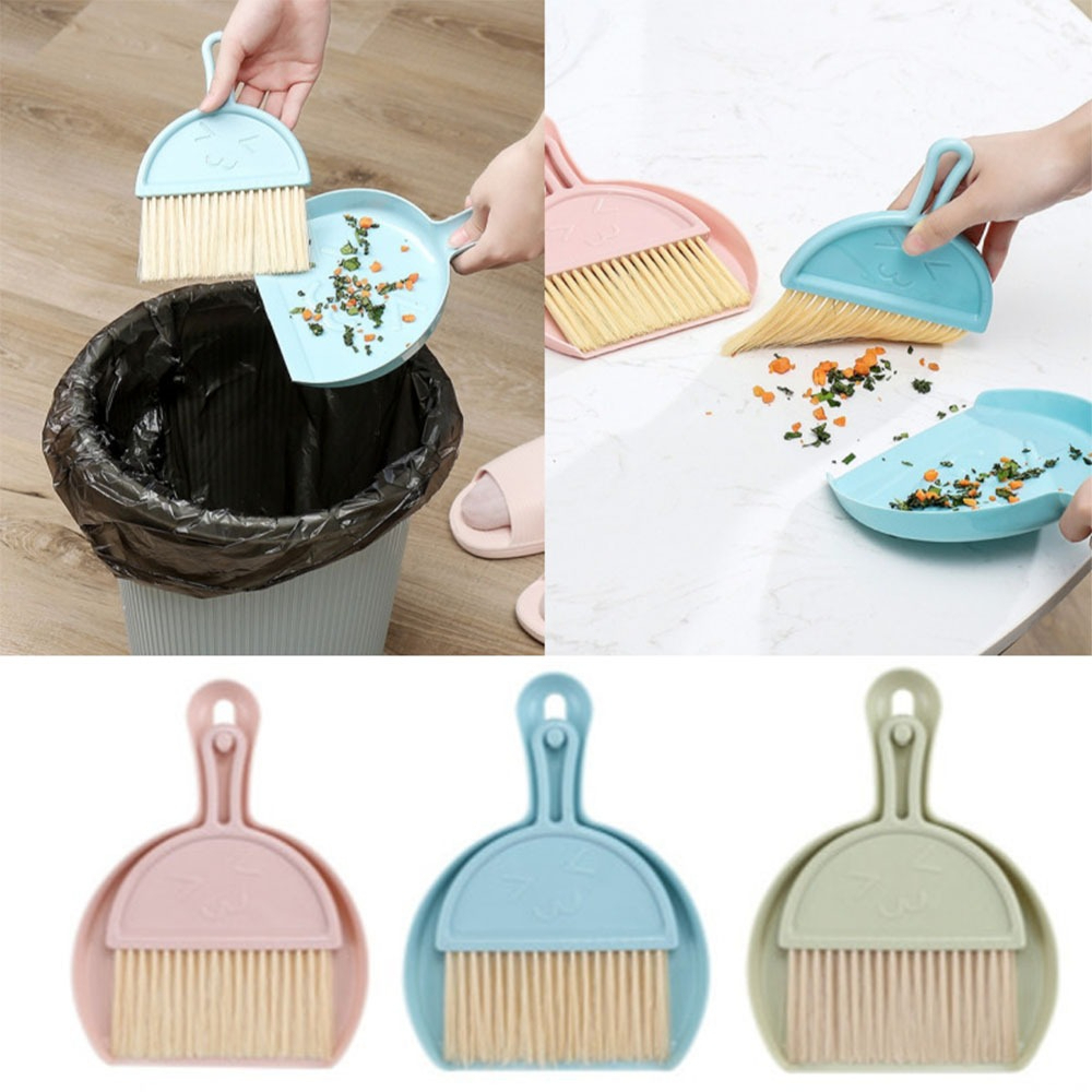 Kit Mini Pá e Vassourinha Portátil para Limpeza de Mesa, Carro e Escritório