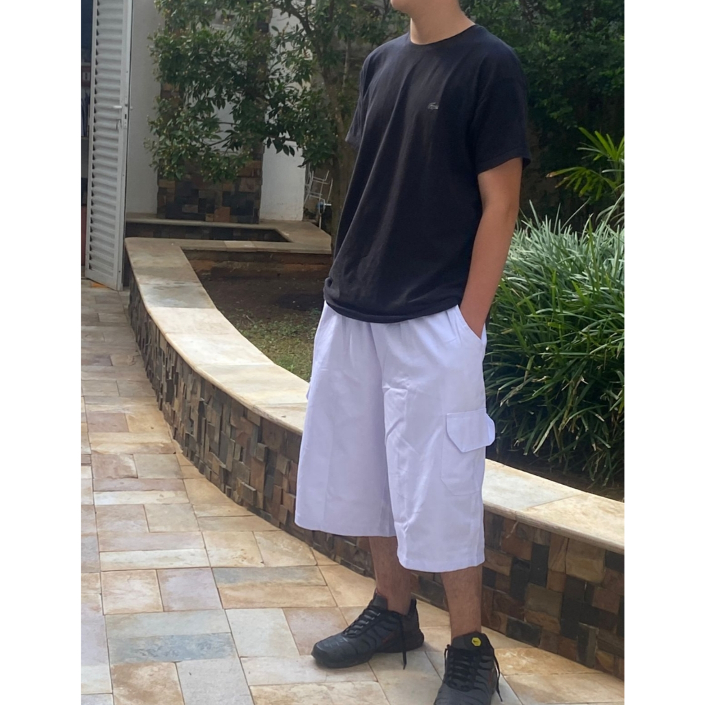 Bermuda Cargo Sarja Unissex Skate Casual Balao Larga 6 Bolsosl