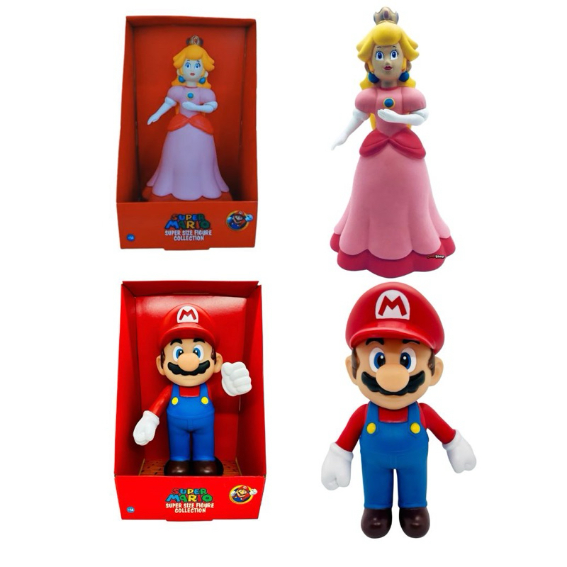 Kit 2, Boneco Mario + Boneco Princesa Turma do Mario Grande