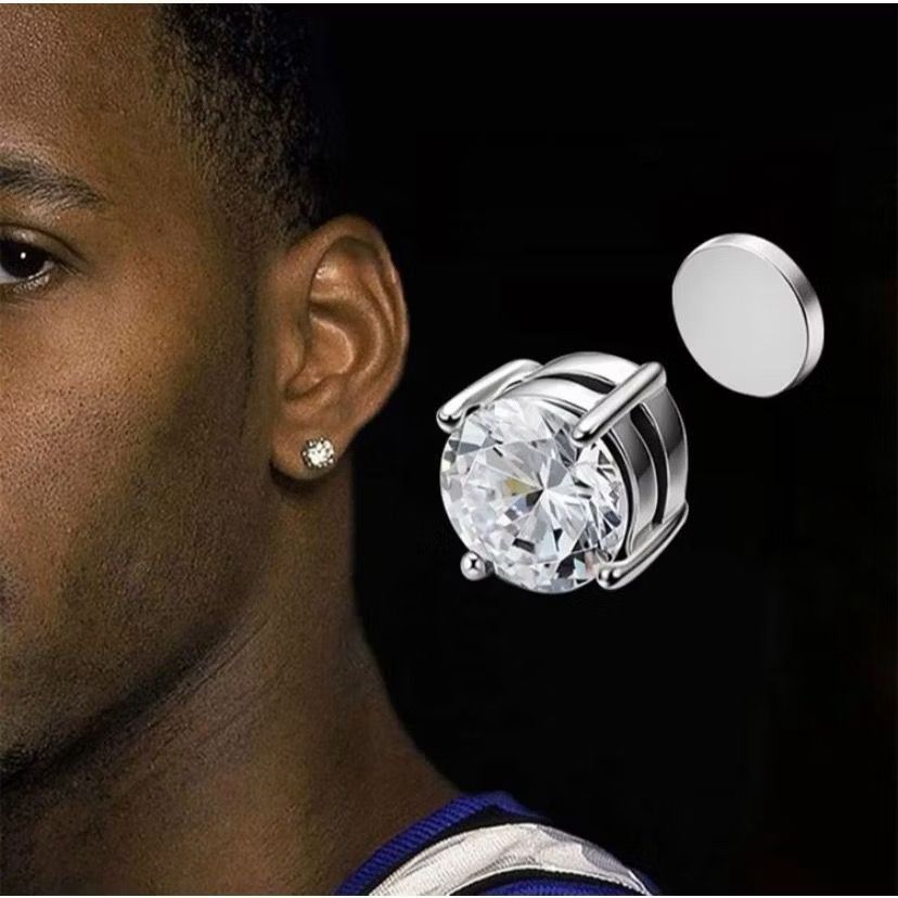 3 Pares Brincos Magnéticos Unissex Aço Inoxidável com Zircônia -Sem Perfurar, Brilhantes- em Oferta na Shopee