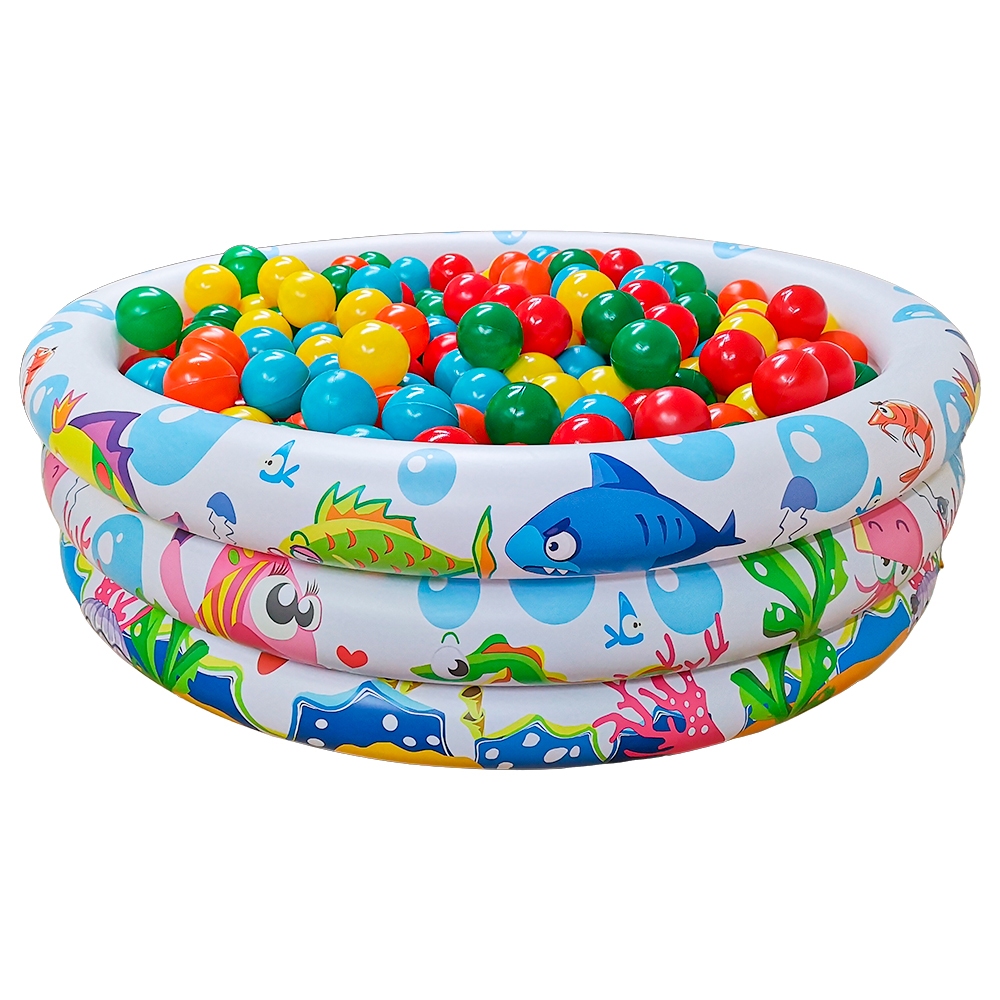 Piscina Infantil Inflável 180 Litros Colorida + Bolinhas Coloridas