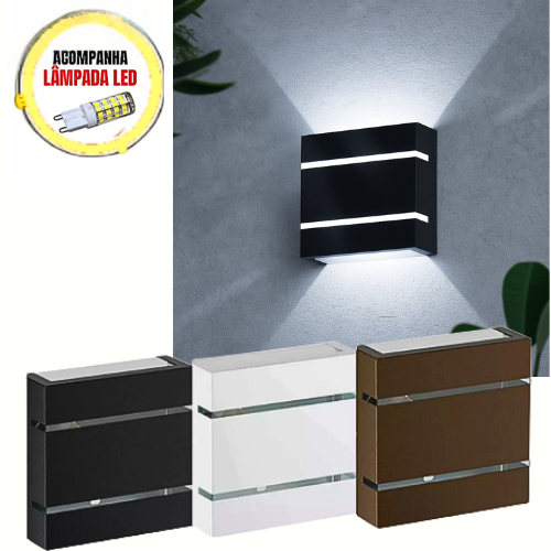 Kit 2 Arandela Luminária de Parede Slim Led Externo Interno 2 Frisos Focos Bivolt
