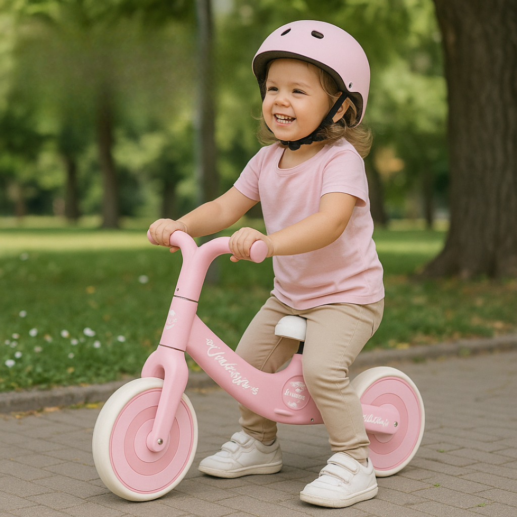 Bicicleta Equilibrio Infantil Sem Pedal Rosa/Marrom Aprendizado Diversao Segura