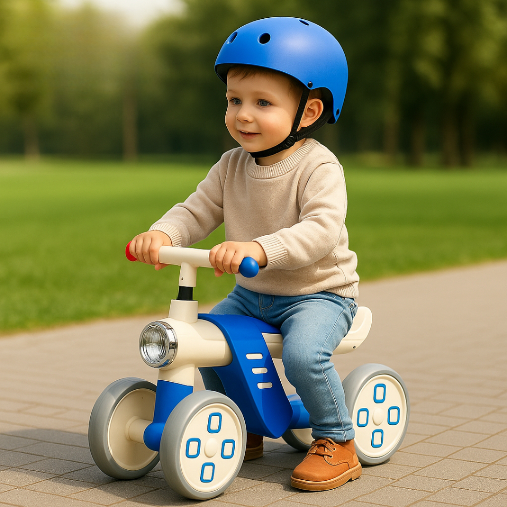 Mini Bike Infantil Equilibrio Quatro Rodas Vermelha/Azul Segura Estavel Aprendizado