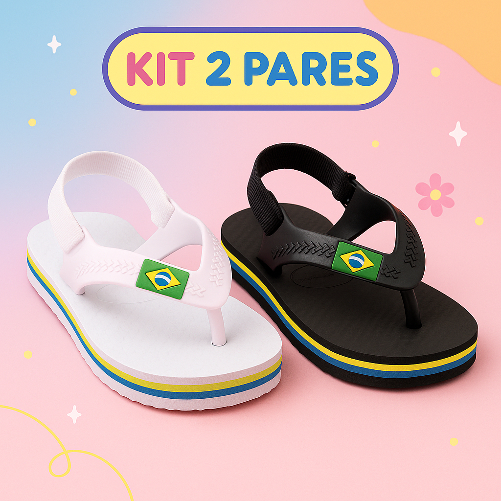 Kit 2 Pares Chinelo Infantil Unissex com Alça Ajuste Perfeito 17 ao 24 em Oferta na Shopee