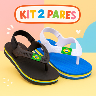 Kit 2 Pares Chinelo Infantil Conforto Diário com Alça Traseira 17 ao 24 em Oferta na Shopee