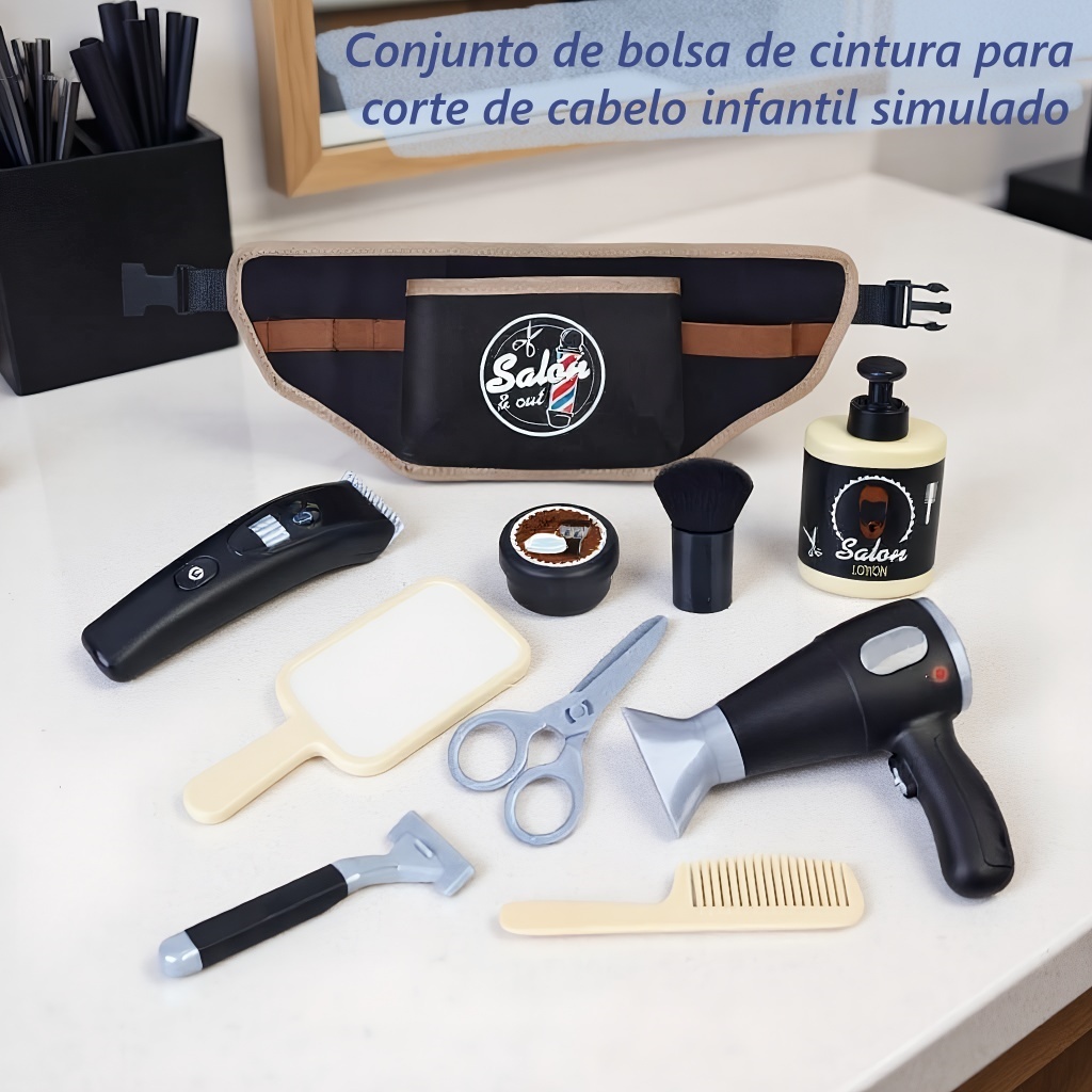 Kids Hair Salon Set Haircut Barber Toy Pretend Play Stylist Com Lâminas Secador De Cabelo E Acessórios Para Estilistas em Oferta na Shopee