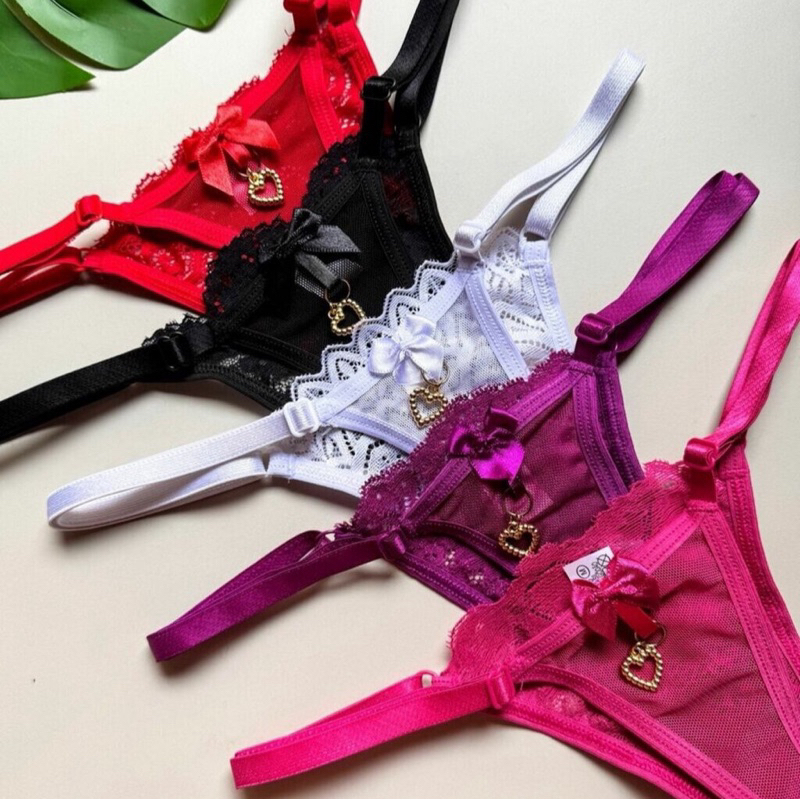 Kit 3 Tangas Pingente Coração Sexy Fio Dental em Oferta na Shopee