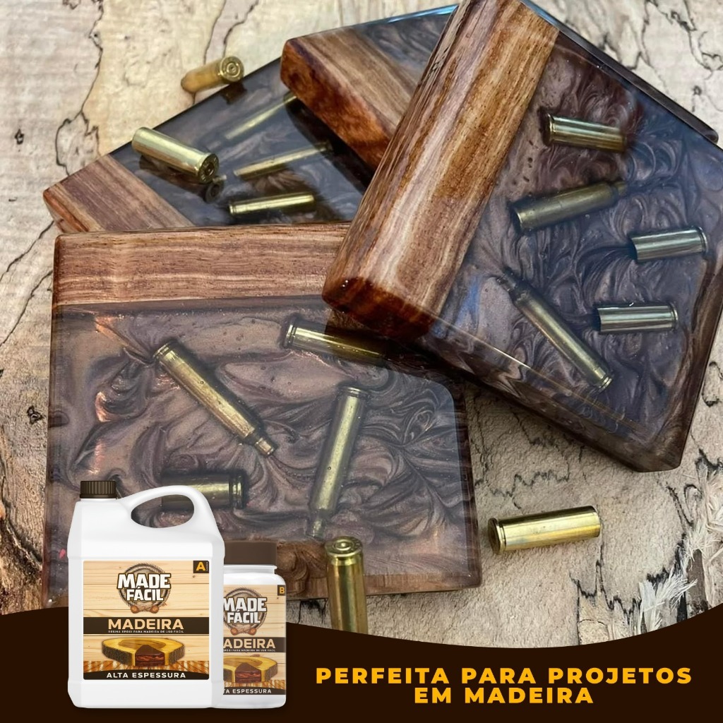 MADEFÁCIL Resina Epóxi ALTA ESPESSURA 750 Ultra Transparente C/ Proteção Uv (MADEIRA) Cod.22