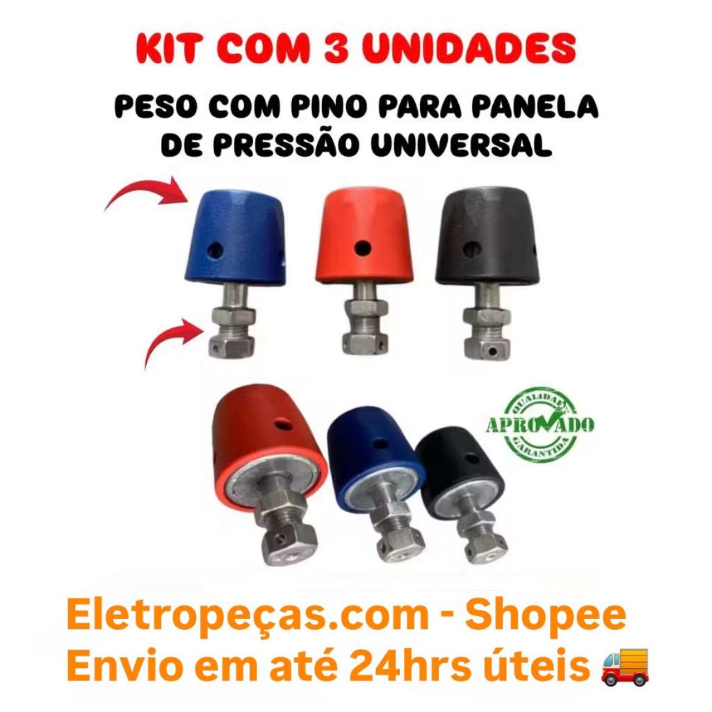 Kit 3 Pesos Com Pino Para Panelas De Pressão Universal De 2,5L 4,5L 7L em Oferta na Shopee
